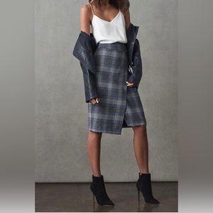 Reiss Josie High Rise checked front wrap midi skirt